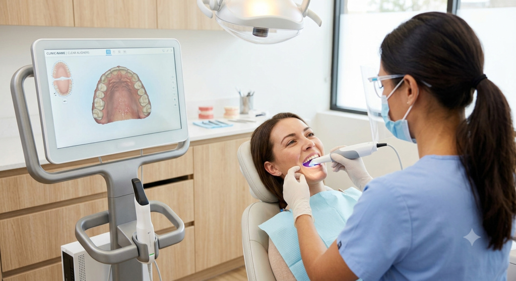 3D dental scan during aligner consultation at Dr. Rupali's Dental Care