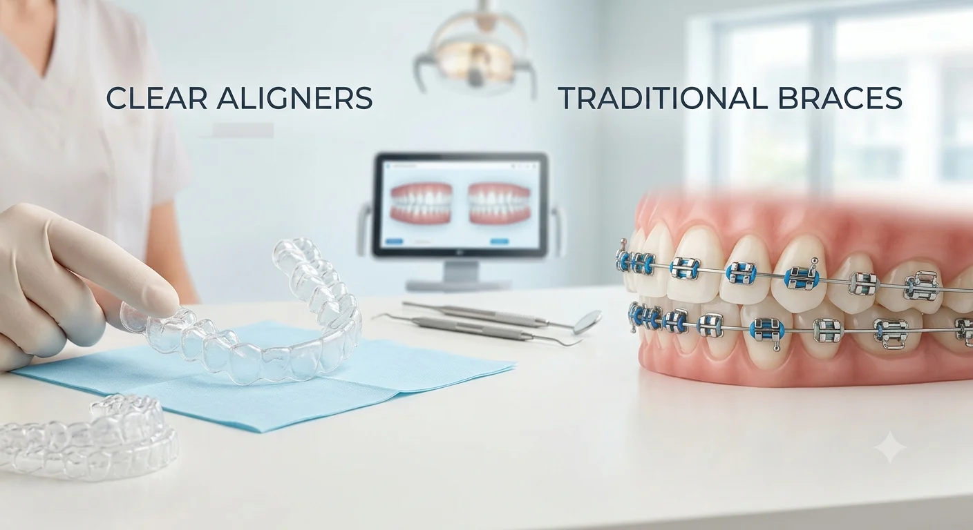 Clear aligners compared with traditional braces