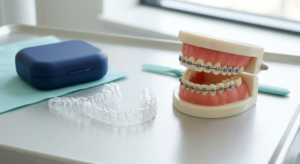 Braces and clear aligners shown side by side for a cost comparison