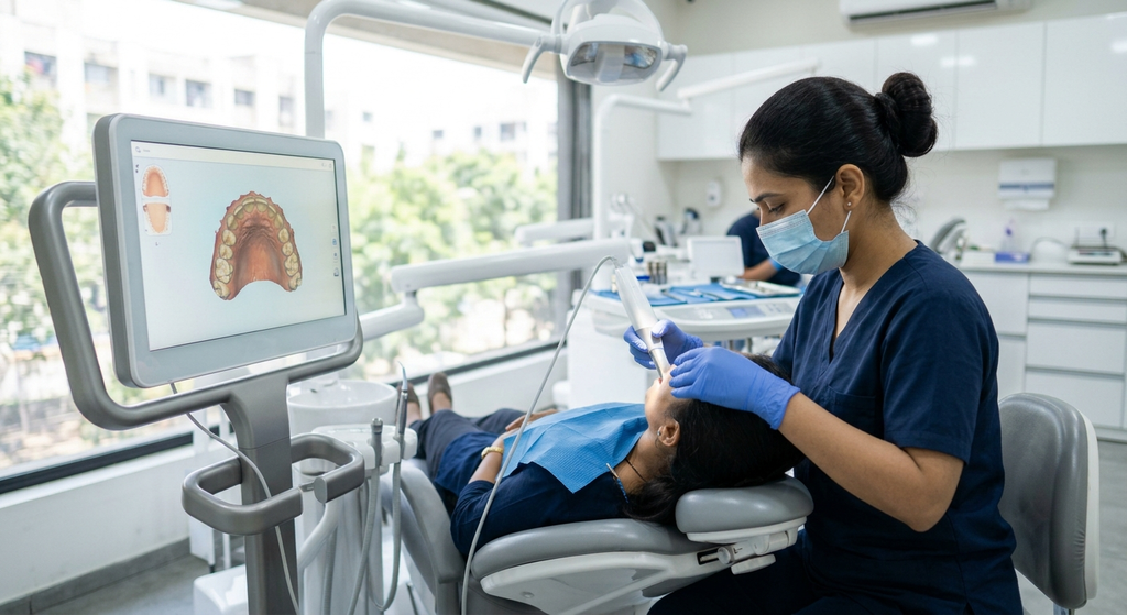 TRIOS 3 digital scan used to plan clear aligners for a bite problem